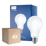 Fordelspakke 4x Philips Classic LED Pære E27 Pære matt 13W 2000lm - 827 ekstra varm hvid | erstatter 120W
